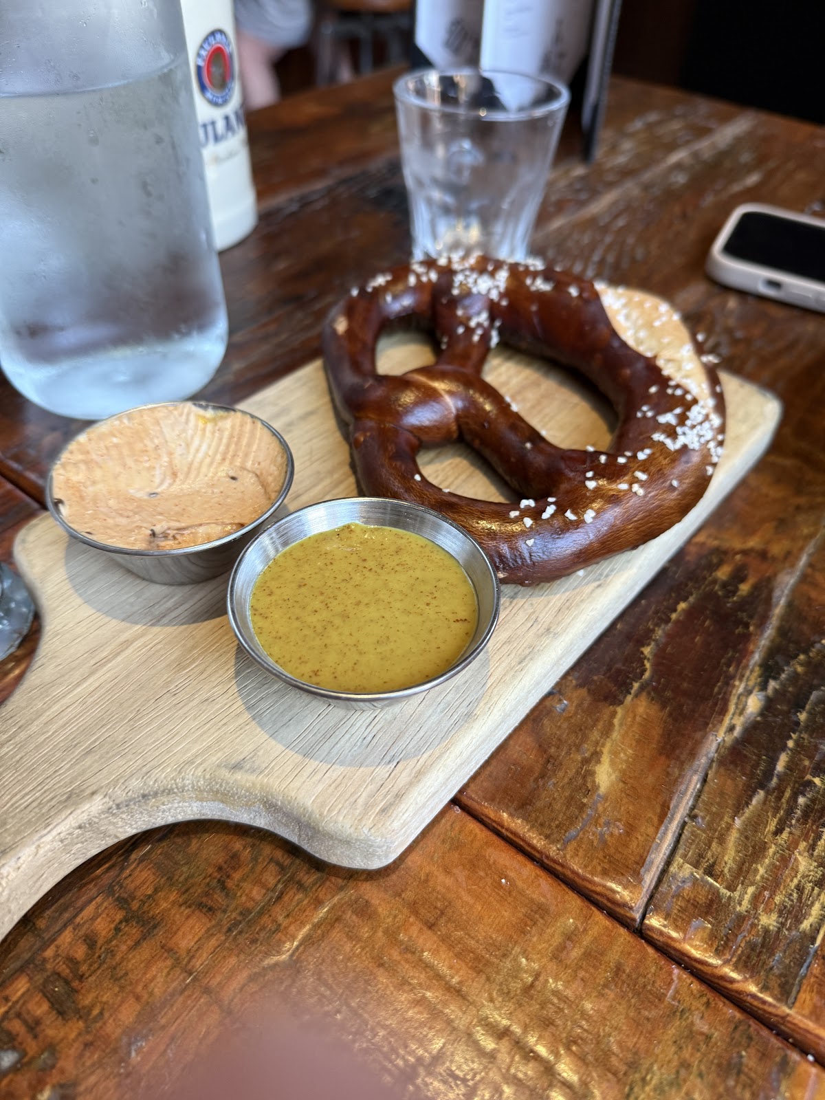 Bavarian pretzel with mustard & obatzda