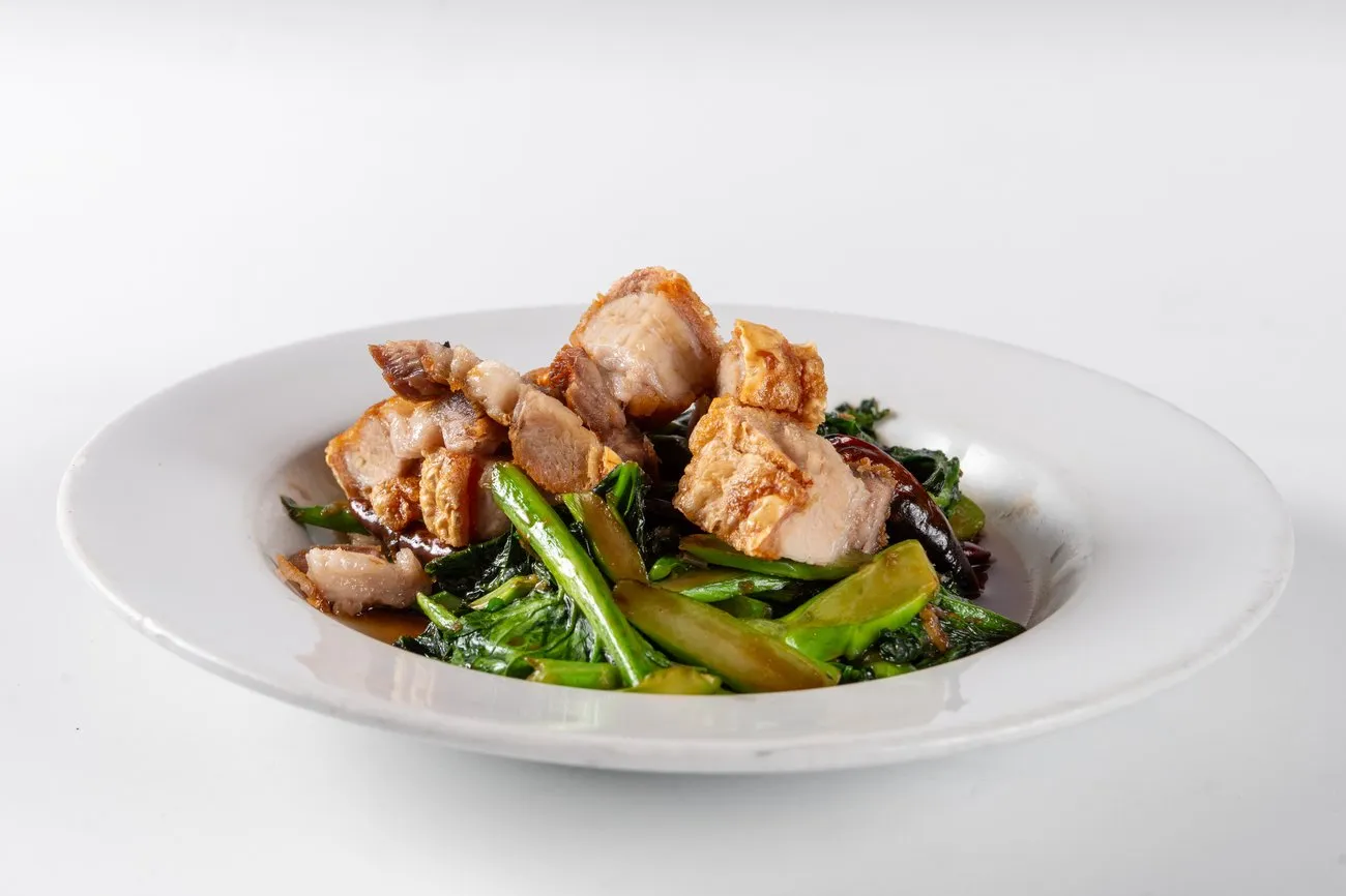 Crispy Pork Belly with Chinese Broccoli