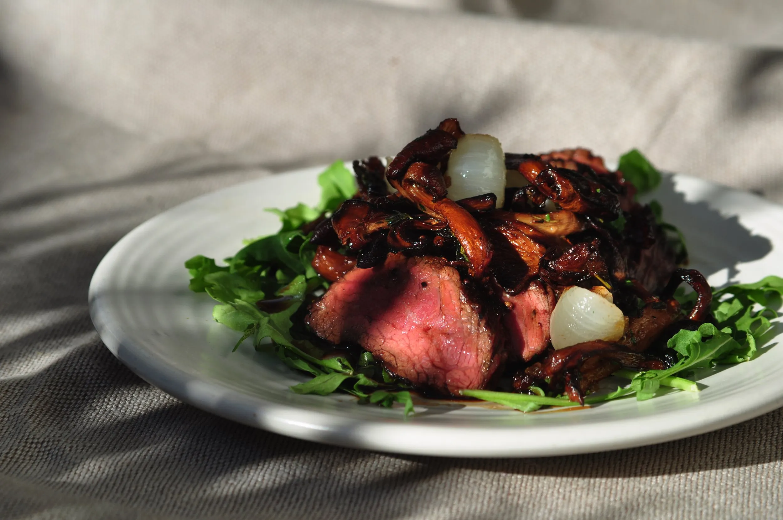 Hanger steak with cipollini onions