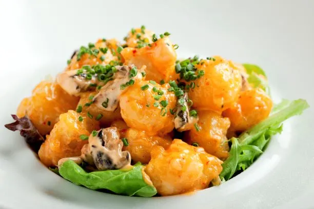Rock Shrimp Tempura with Creamy Spicy Sauce or Butter Ponzu