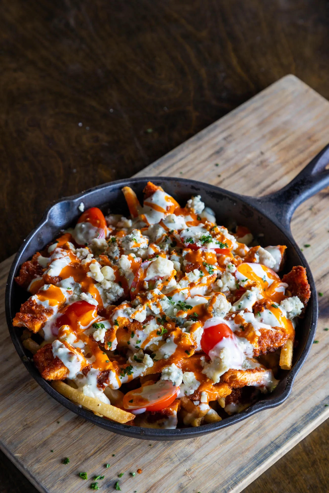 Buffalo Chicken Skillet Fries