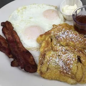 1/2 Cinnamon Roll French Toast & Two Eggs