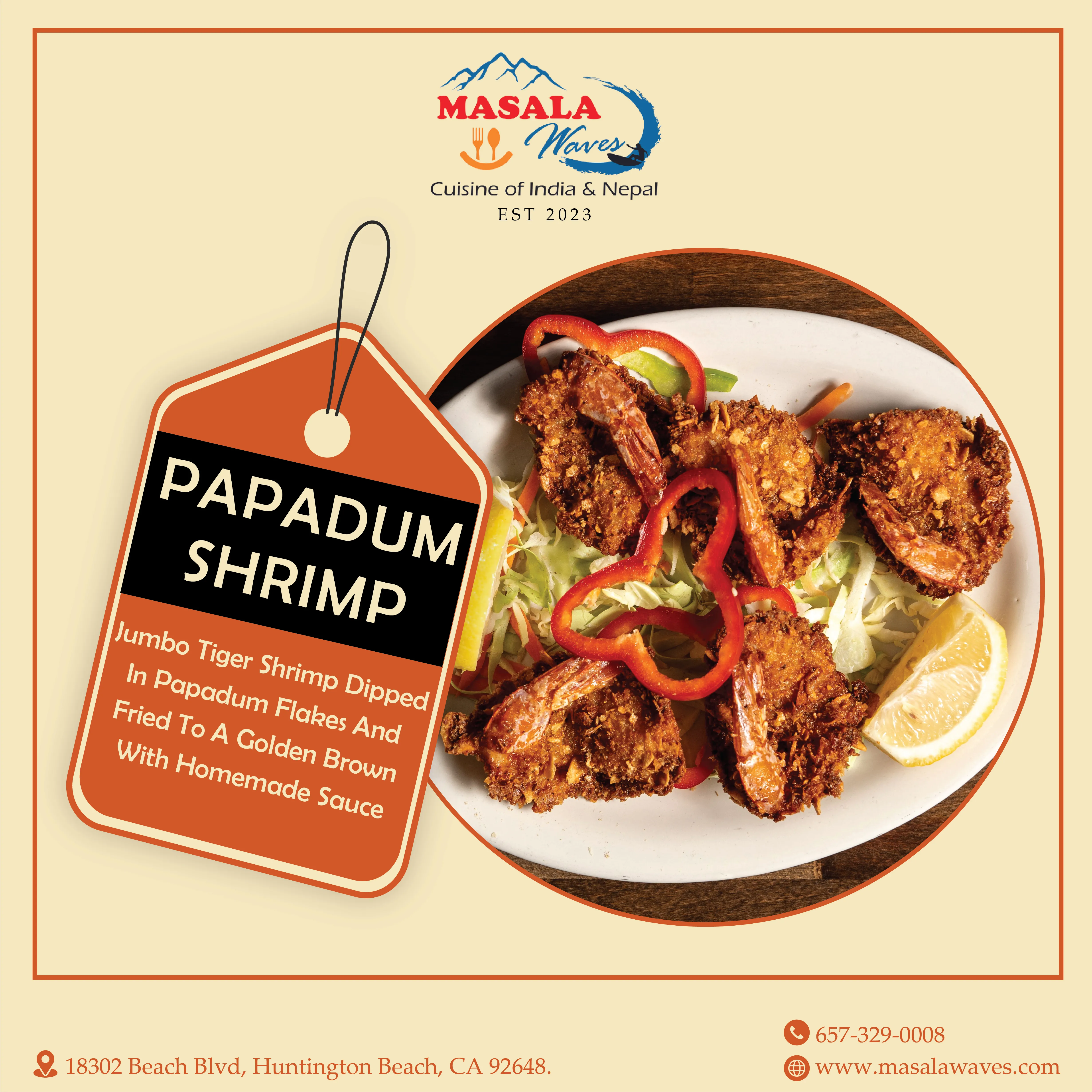 Papadum Shrimp (5pcs)