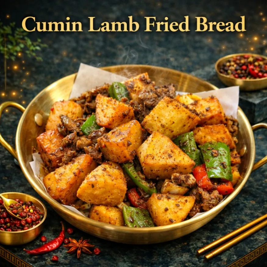 Cumin Lamb with Fried Flatbread