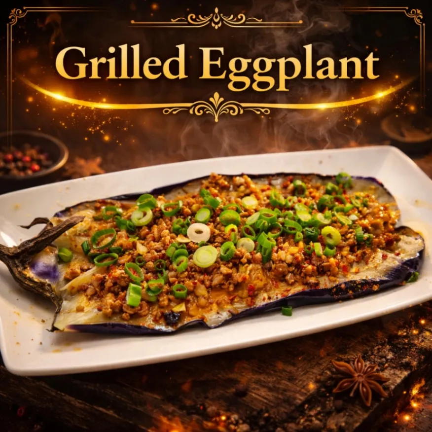 Garlic-flavored Roasted Whole Eggplant