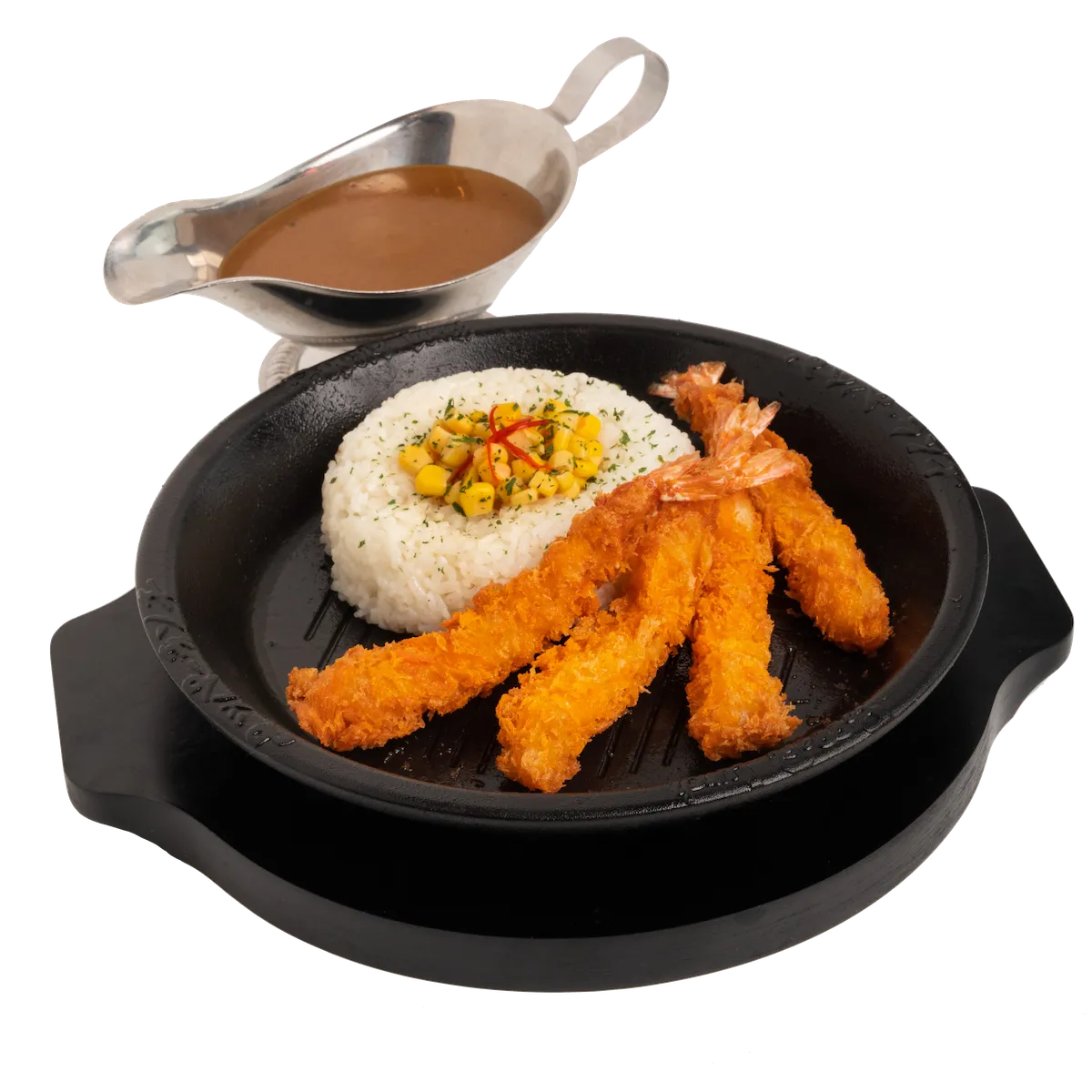 Sizzling Curry Rice with Panko Fried Ebi
