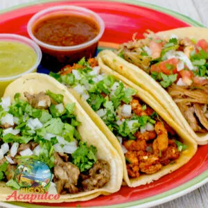 Tacos de Pastor, Chorizo, Carnitas, Asada, Pollo, Lengua
