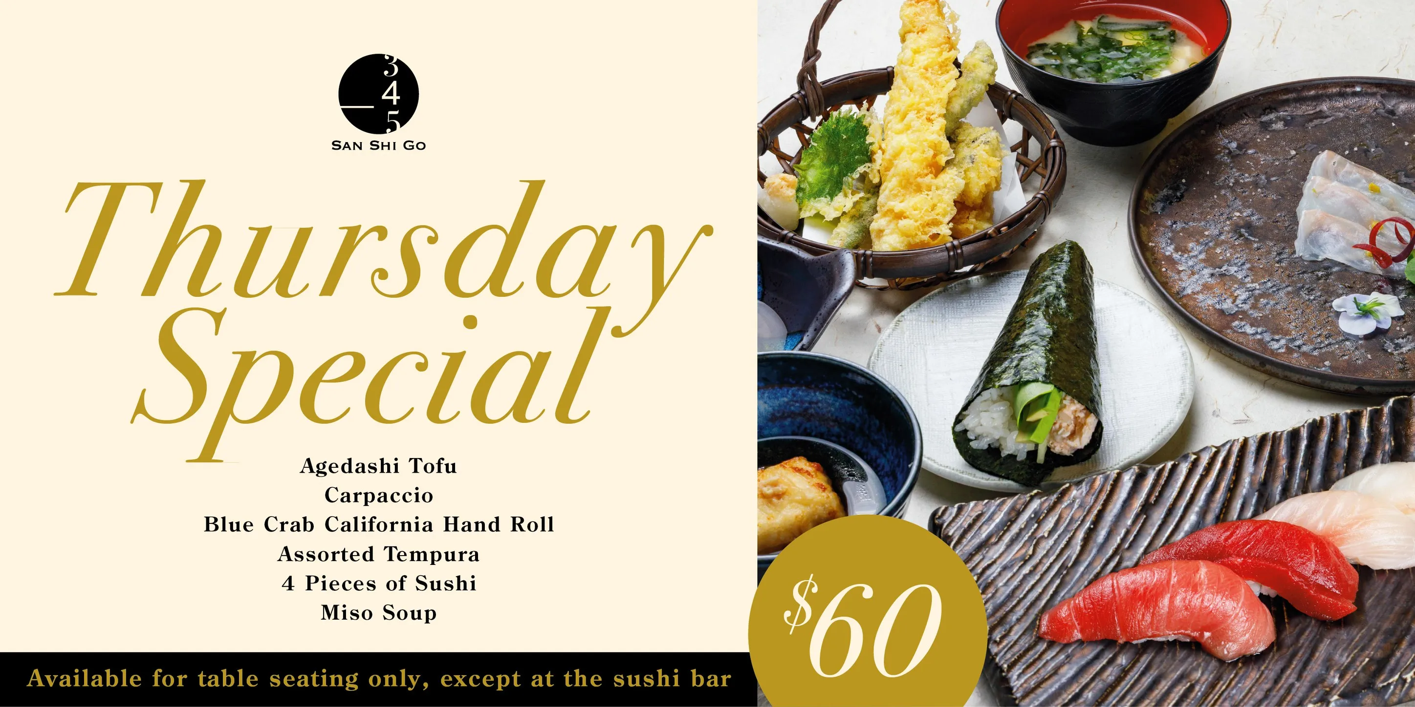 Thursday Night Special Sushi Course