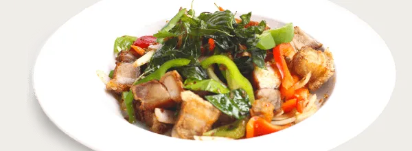 Crispy Pork Belly with Chinese Broccoli (Kah Na)