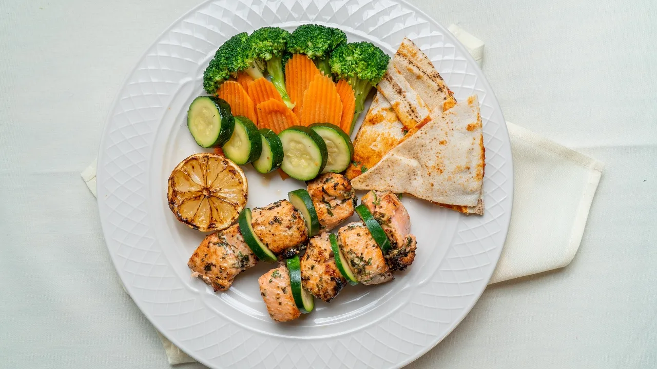 Salmon Kebab Plate