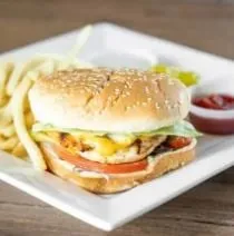 Tartine Mediterranean Chicken Burger & Fries