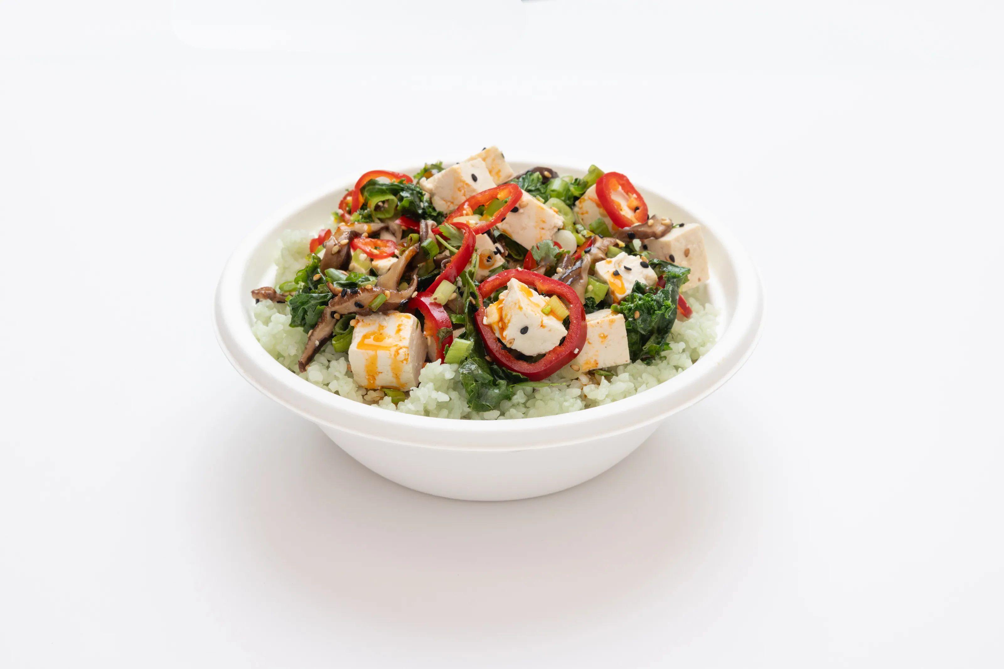 Shiitake Chile Tofu Poke Bowl
